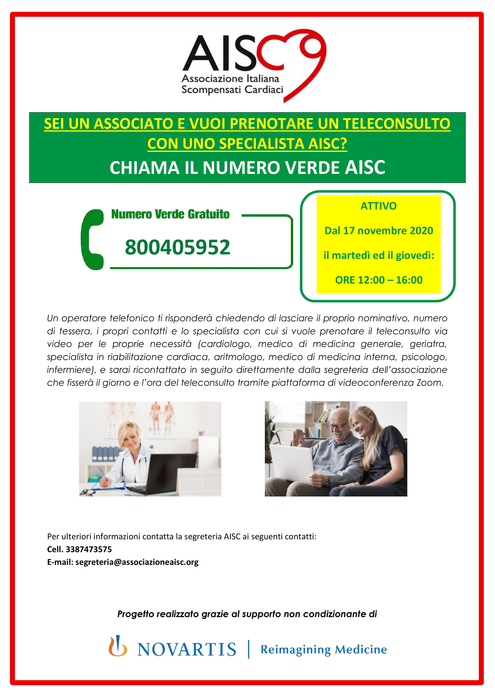 locandina numero verde AISC progetto teleconsulto 1